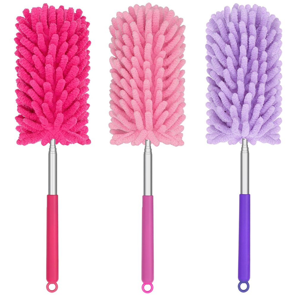 TIMIVO Mini Duster for Cleaning, 360 Bendable Hand Dusters with Extension Pole, Washable Small Duster for Car Interior, Office, Furniture
