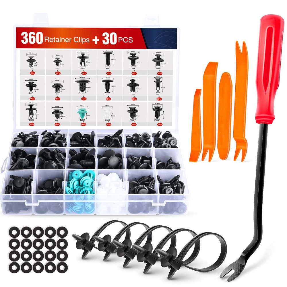 Nilight 360Pcs Car Retainer Clips Fastener Remover Kit - 18 Most Popular Sizes Auto Push Pin Rivets for Benz BMW Toyota Honda Subaru Nissan Mazda