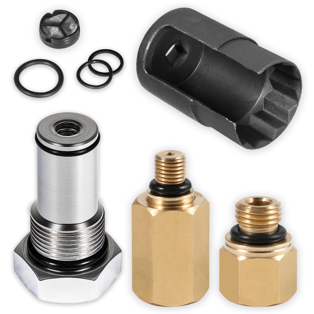 Bonbo 6.0 IPR Valve Socket & Oil Rail Adapters Kit & 6.0 High Pressure Oil Pump IPR Valve Air Test Fitting Tool with Seal Kit, Fits for Ford 6.0L Powerstroke Diesel Engine (8 Pack)
