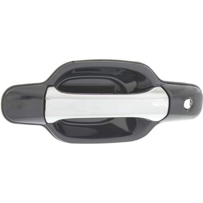 For Chevy Colorado 2004-2012 Exterior Door Handle Front Driver Side Smooth Black Bezel with Chrome Lever | With Key Hole| Trim: LS/LT/WT