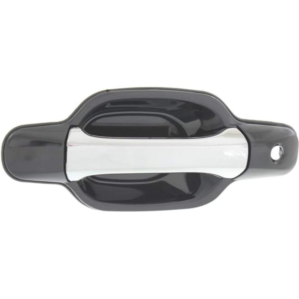 For Chevy Colorado 2004-2012 Exterior Door Handle Front Driver Side Smooth Black Bezel with Chrome Lever | With Key Hole| Trim: LS/LT/WT