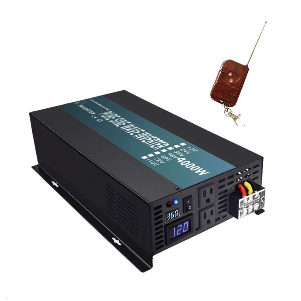 WZRELB 4000W 36V 120V Pure Sine Wave Power Inverter with 2 AC Outlets,Car Inverter,Remote Control
