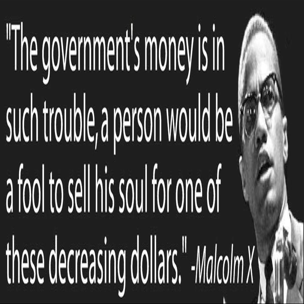 Malcolm X Quote- Government's Money is in Such Trouble Fool to Sell His Soul for These Decreasing Dollars Magnetic Bumper Sticker Decal Magnet 10.5-by-3 Inches