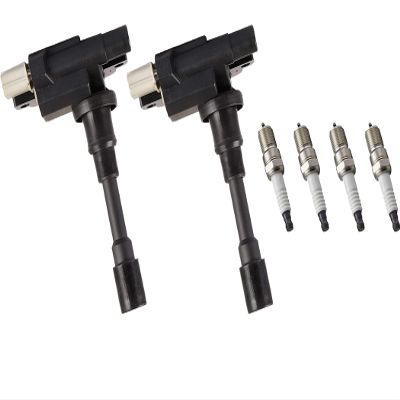ENA Set of 2 Ignition Coil Pack with Set of 4 Platinum Spark Plug Set Compatible with Suzuki 1991 2000 2001 Esteem 11.6L L4 Replacement for UF280