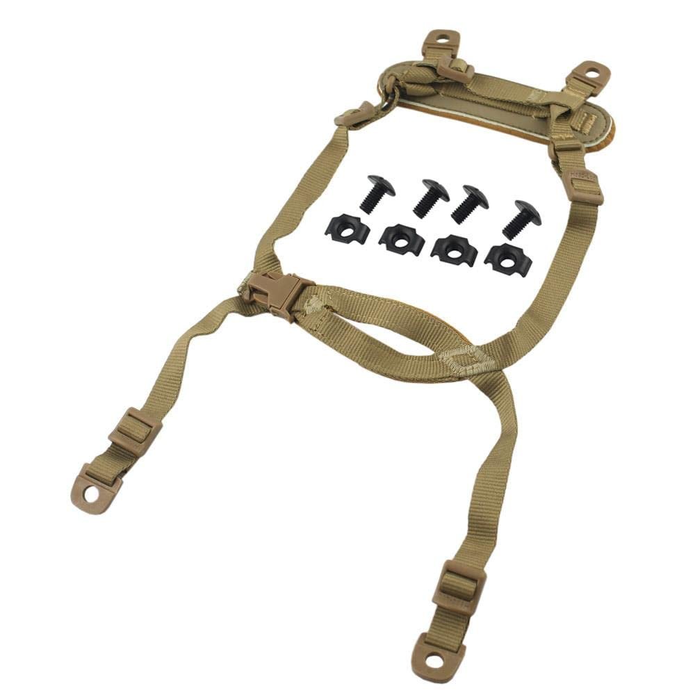 ATAIRSOFT 4 Points Helmet Accessory Retention System Chin Strap with Bolts and Screws for Fast Tactical Airsoft MICH IBH Helmet (TAN)