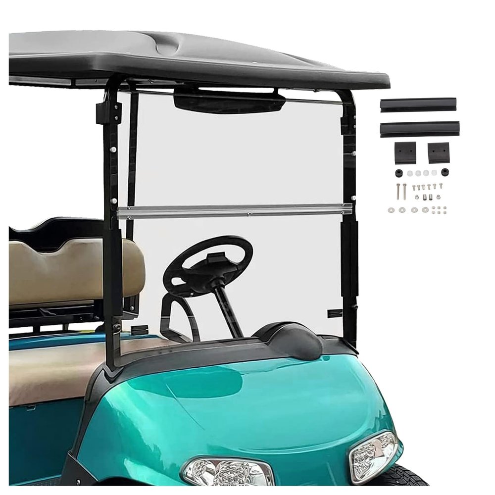 ECOTRIC Clear Windshield Compatible with 2008-Present/Current for EZGO RXV Model Impact Resistant Windshield for EZGO RXV Golf Cart(2008&UP) Folding Style