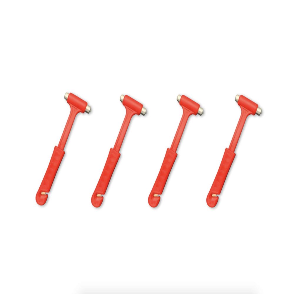 Car Escape Window Hammer & Seat Belt Cutter Tool (Red Basic, 4)