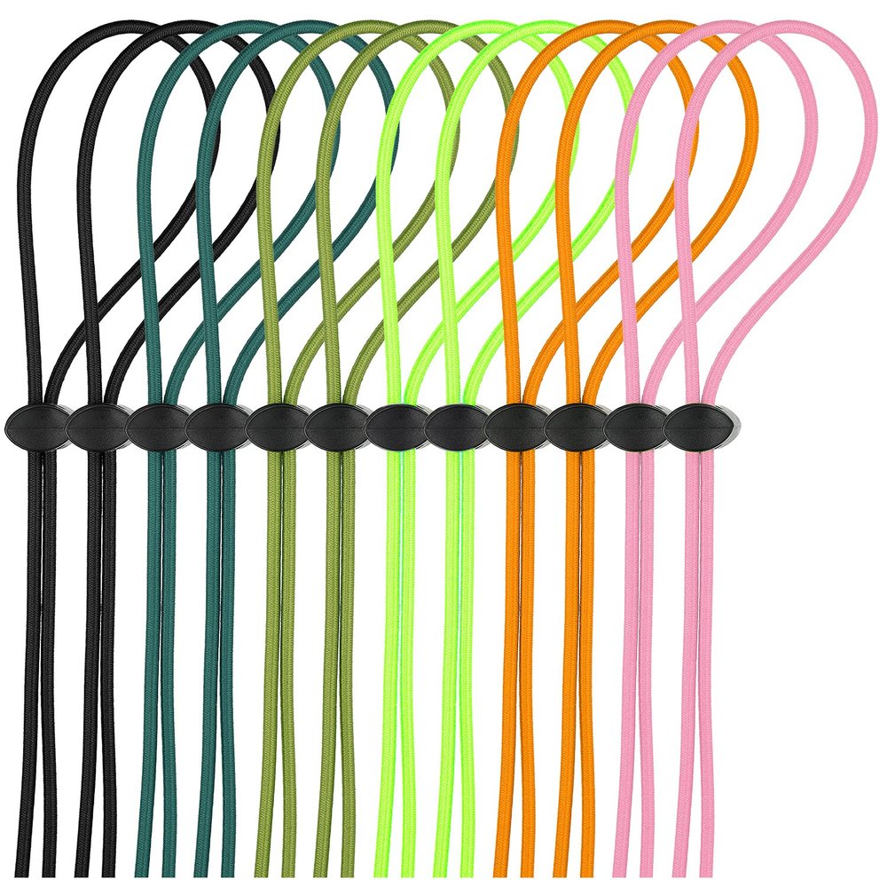 Frienda 12 Set Bungee Cord Strap Kit, Includes Adjustable Replacement Swimming Goggle Strap with Cord Lock Clamp for Swim Goggles
