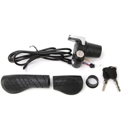 Jadeshay 36V Electric Bike Throttle with LCD Display, Twist Grip Handlebar Controller for Ebike, E-Scooter & E-Motorcycle, Fits 22-22.8mm Bars, Includes Key Lock & 1.6m Cable (Black)