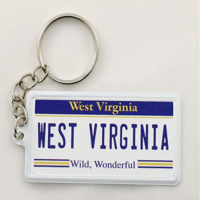 World By Shotglass West Virginia License Plate Aluminum Ultra-Slim Rectangular Souvenir Keychain 2.5" X 1.25"x 0.06"