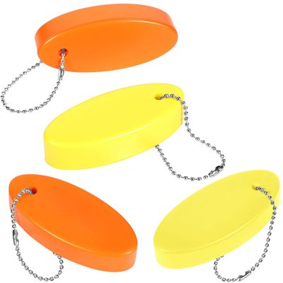 Boao 2 Pcs Floating Keychain for Boat Keys Oval Shaped Floating Key Ring Pendant for Boating Fishing Sailing Outdoor Sports(Orange and Yellow,4 Pieces)