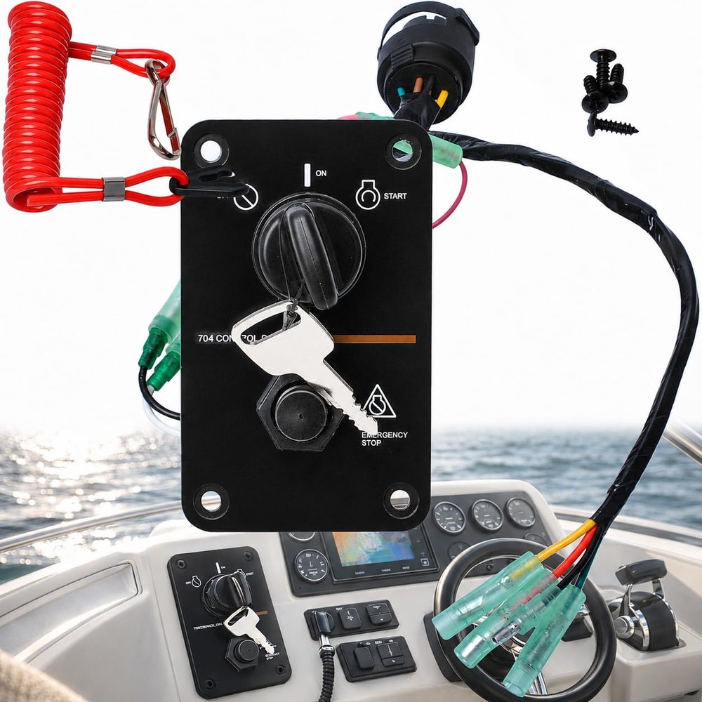 704-82570-08-00 Single Engine Key Switch Panel Compatible with Yamahaa 2-Stroke and 4-Stroke Outboard Ignition Switch 704 Control Box 12V Yacht Boat Switch Panel 704-82570-11-00 704-82570-12-00