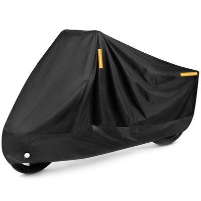 Puroma Motorcycle Cover Heavy Duty Scooter Cover Waterproof Outdoor All Season Universal Weather Quality Protection with Night Reflective, Lock Holes and Storage Bag Fits up to 105" Motorcycle Vehicle