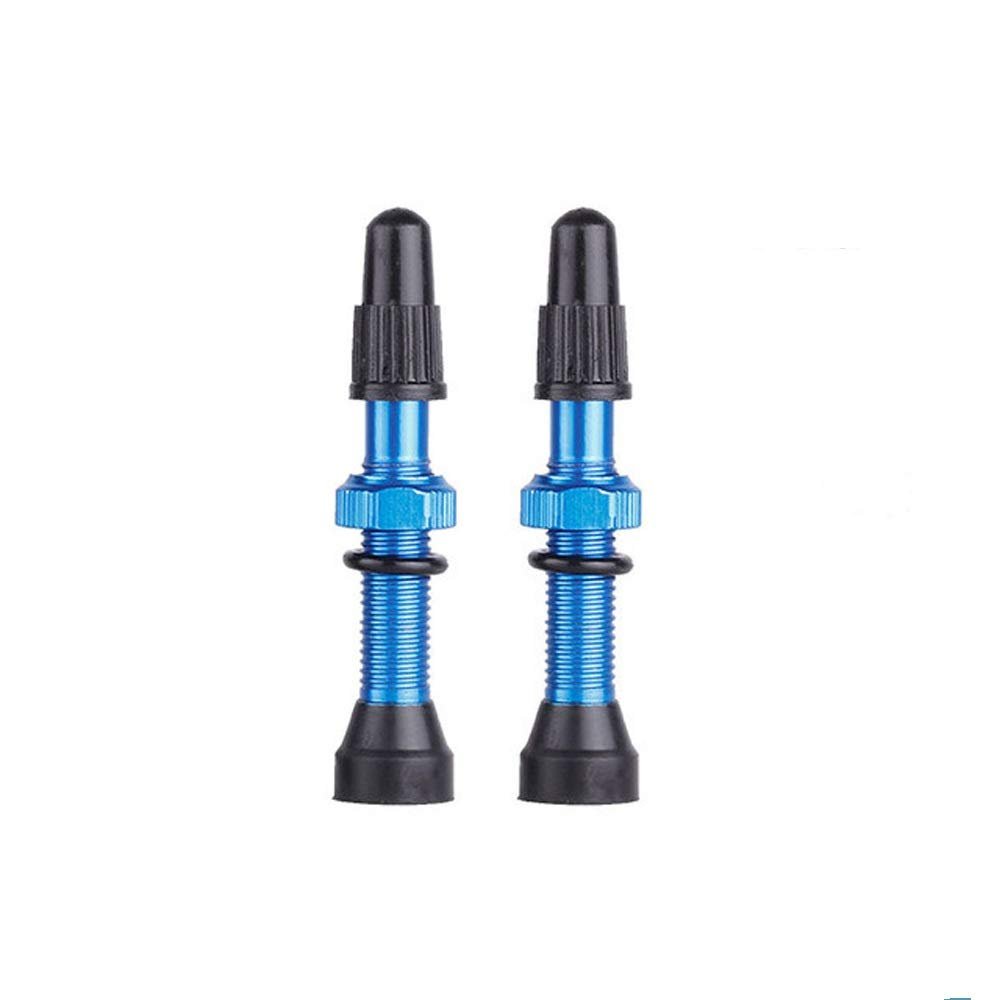 1Pair Presta Valve Core Bike Replacement Brass Tubeless Core,Bicycle Presta Valve for Road MTB Bicycle Tubeless Tires Brass Core Alloy Stem,48mm,Blue