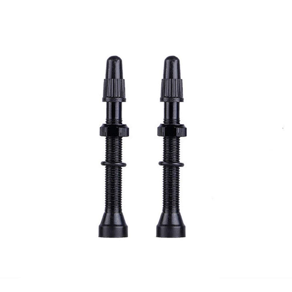 1Pair Presta Valve Core Bike Replacement Brass Tubeless Core,Bicycle Presta Valve for Road MTB Bicycle Tubeless Tires Brass Core Alloy Stem,60mm,Black