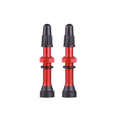 1Pair Presta Valve Core Bike Replacement Brass Tubeless Core,Bicycle Presta Valve for Road MTB Bicycle Tubeless Tires Brass Core Alloy Stem,48mm,Red