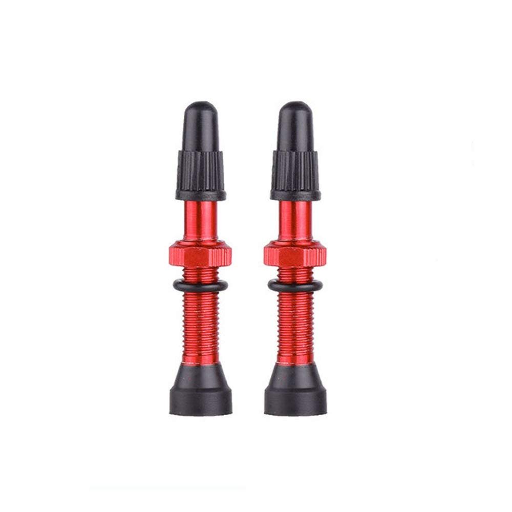 1Pair Presta Valve Core Bike Replacement Brass Tubeless Core,Bicycle Presta Valve for Road MTB Bicycle Tubeless Tires Brass Core Alloy Stem,48mm,Red
