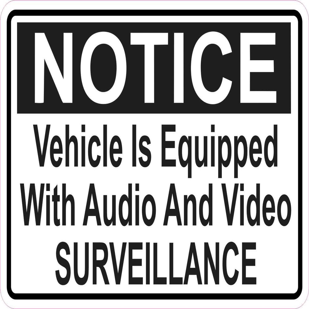 StickerTalk Vehicle Equipped with Audio and Video Surveillance Vinyl Sticker, 5 inches by 3.5 inches