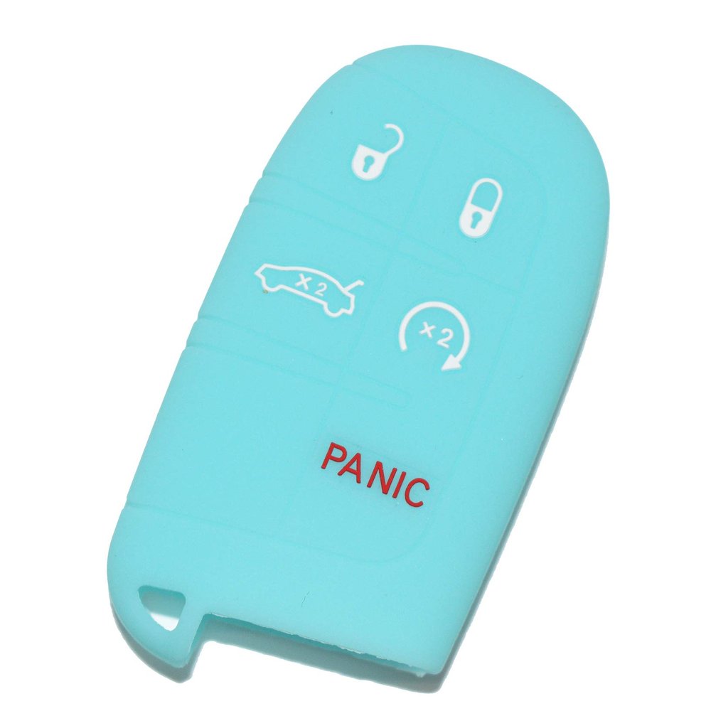 Solid Silicone Rubber Remote Cover for Jeep Renegade 2019 2021 (Light Blue)
