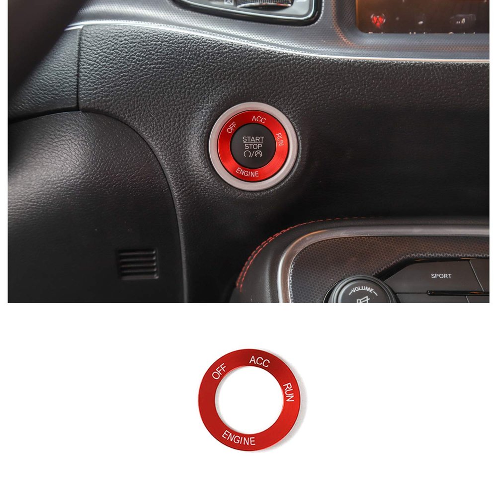 Keptrim Engine Start Stop Trim for 2010-2021 Dodge Challenger Charger RAM, for 2014 up Durango Red Aluminum Alloy 1pc