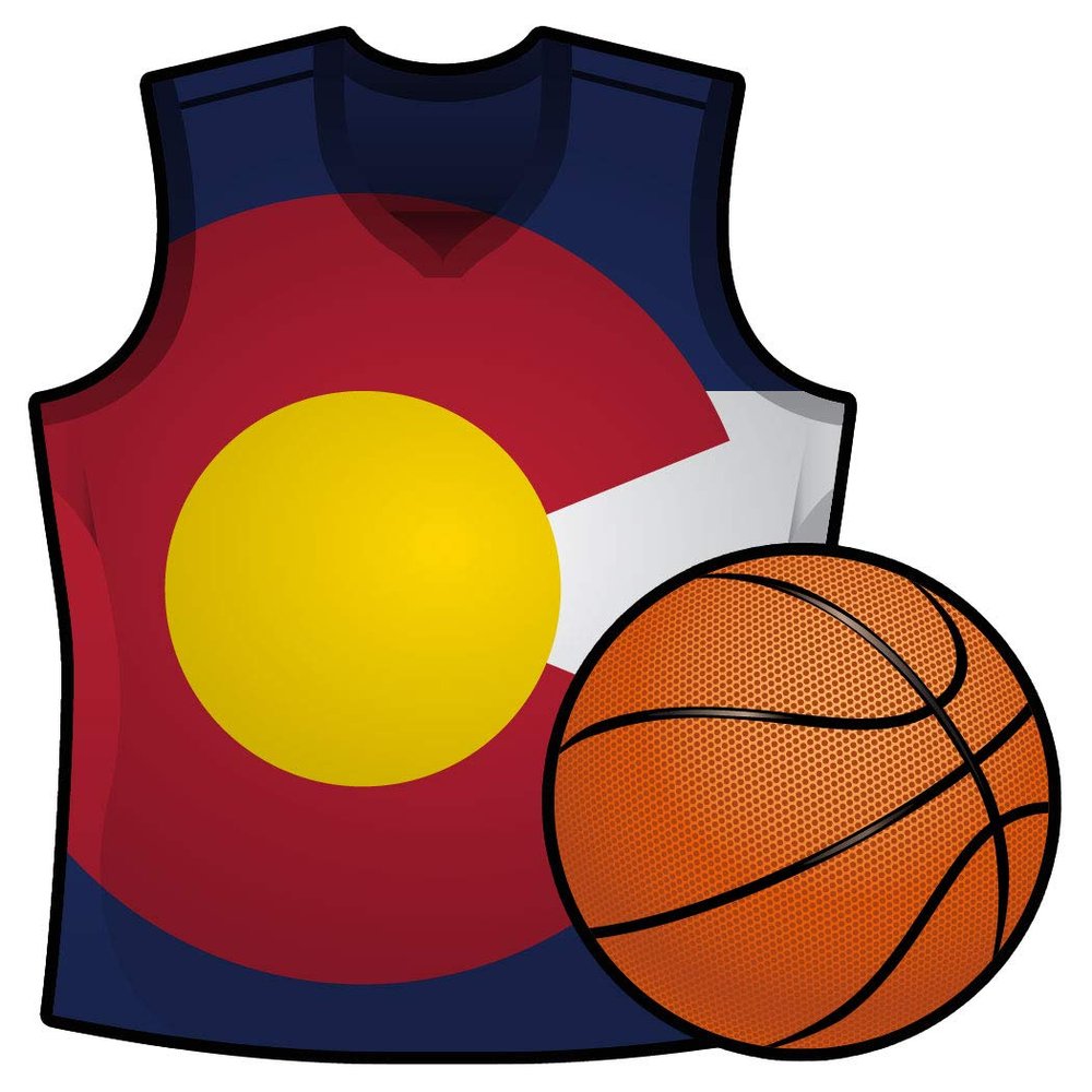 Makoroni Colorado State Basketball Shape Team Flag - CAR Magnet - Magnetic Bumper Sticker 4x4 or 6x6 inc.