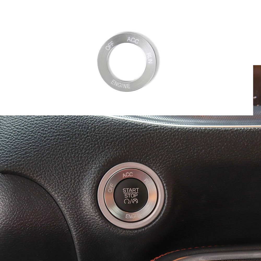 Keptrim for Challenger Charger Engine Start Stop Trim for 2010-2021 Dodge Challenger Charger, Silver Aluminum Alloy 1pc