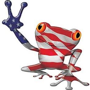 Cool Peace Frog Decal 6" Reflective American Flag Design Indoor or Outdoor