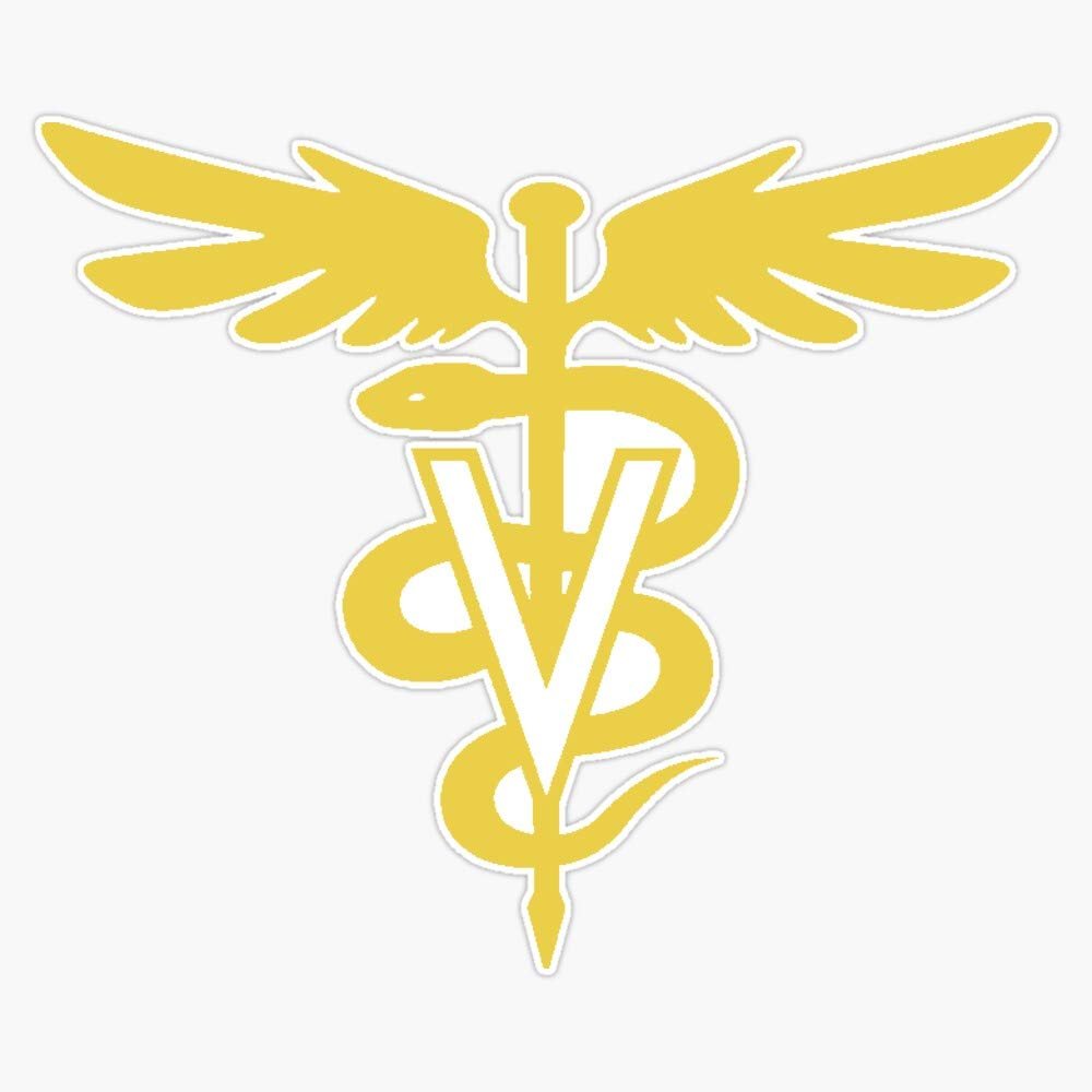 Yellow Veterinary Symbol Vinyl Waterproof Sticker Decal Car Laptop Wall Window Bumper Sticker 5"