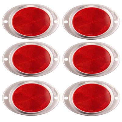Peterson Manufacturing V472R Red 3" Aluminum Oval Reflector (6)