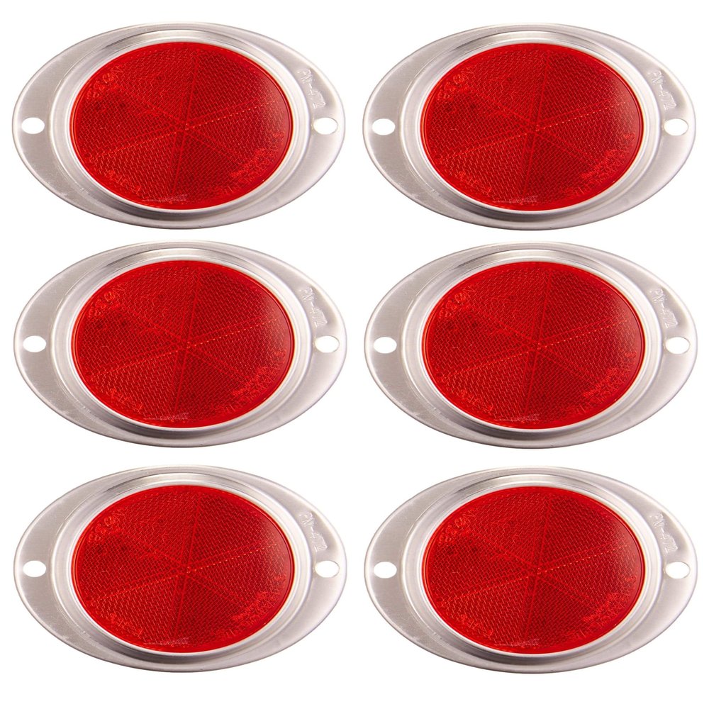 Peterson Manufacturing V472R Red 3" Aluminum Oval Reflector (6)