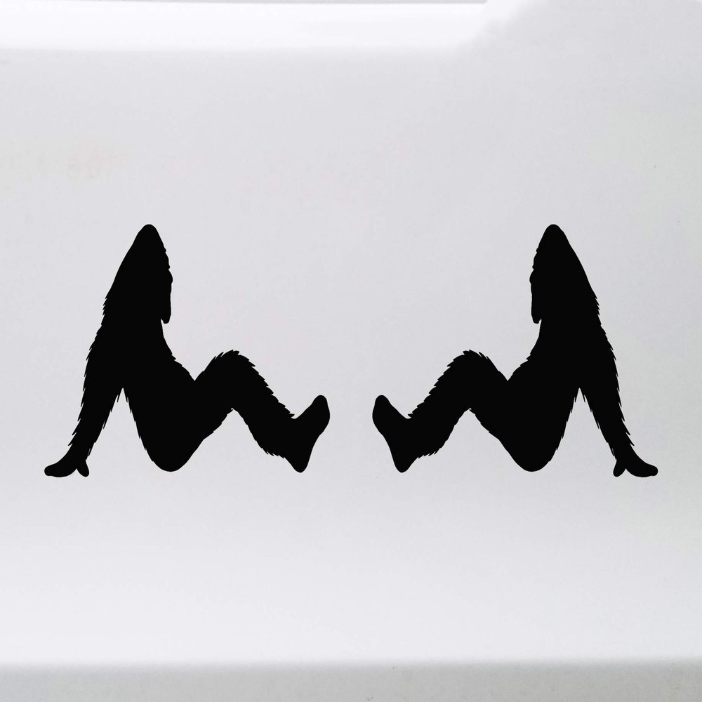 Minglewood Trading Silver - Pair of Mudflap Bigfoot Vinyl Decals - Sasquatch Believe - Die Cut Stickers - Each 10w x 7h inches