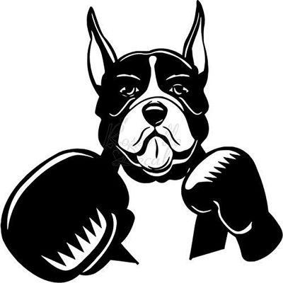 Roseville Decals Boxer Dog Boxing Gloves Vinyl Decal Sticker for Home Office Decor Vehicle Window Sign Size- [6 inch] / [15 cm] Wide Color- Gloss White