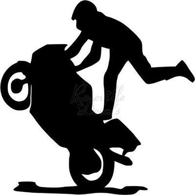 Roseville Decals Motorcycle Stunt Biker Wheelie Vinyl Decal Sticker for Home Office Decor Vehicle Window Sign Size- [20 inch] / [50 cm] Wide Color- Matte Black