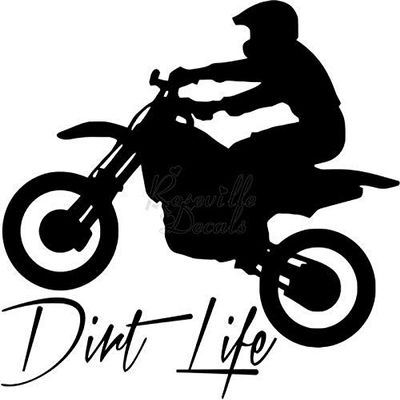 Roseville Decals Dirt Life Motocross Rider Vinyl Decal Sticker for Home Office Decor Vehicle Window Sign Size- [15 inch] / [38 cm] Wide Color- Gloss Black