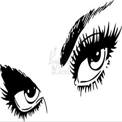 Roseville Decals Big Eyes Sexy Girl Make Up Vinyl Decal Sticker for Home Office Decor Vehicle Window Sign Size- [12 inch] / [30 cm] Wide Color- Matte White