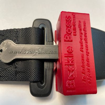 Fire Engine Red Buckle Boss Classic II Seat Belt Lock & Seat Belt Guard | Made with Strong PLA | Seat Belt Unbuckling Prevention | Preventing Passengers from Unbx
