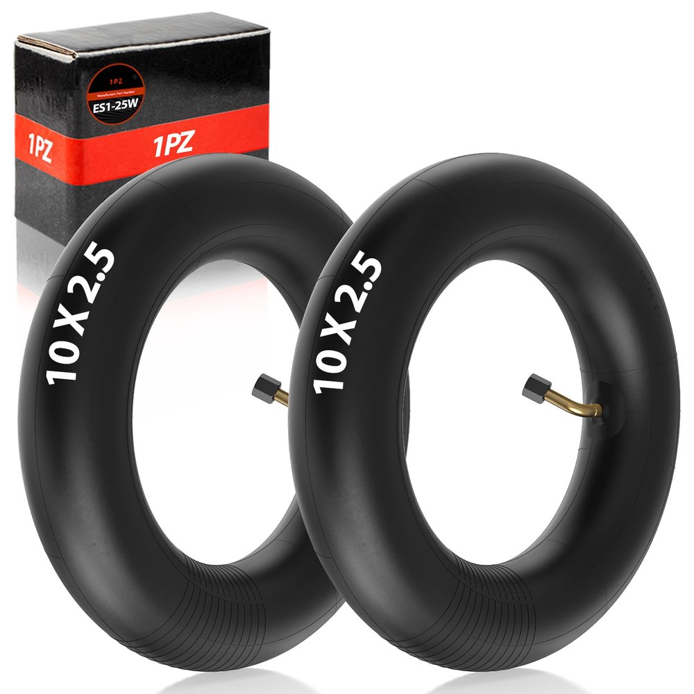 1PZ 10x2.50 Inner Tube for Electric Scooter, 10 Inch Scooter Tire Tube with TR87 Angled Valve Stem, Heavy Duty Butyl Rubber Replacement Tube for 36V 48V 400W 500W 800W Hub Motor, Pack of 2