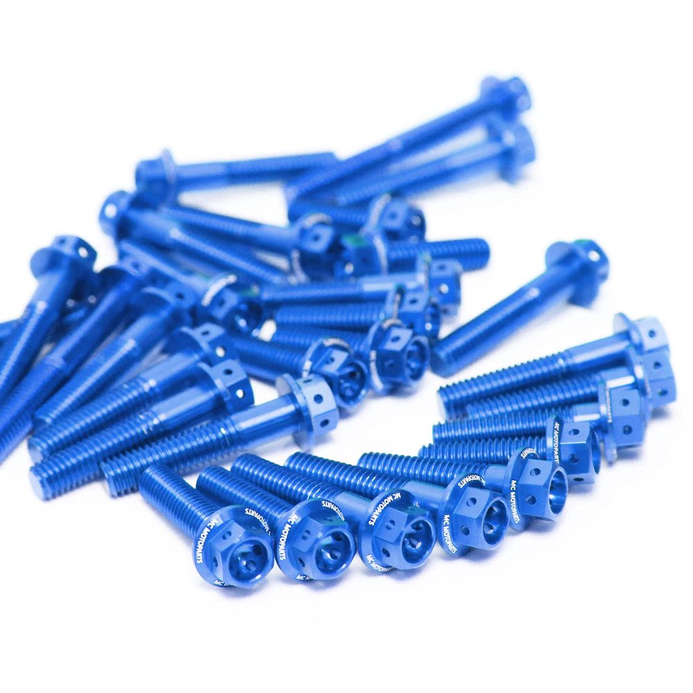 MC Motoparts Race Spec Engine Bolts Kit HEX Head M6 Compatible with GSX-R 1100 1986-1998 91 92 93 94 95 96 (Blue)
