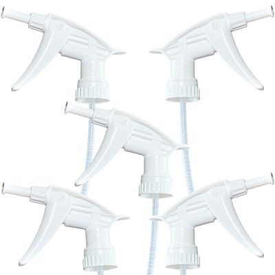 Dirt-Lifting Durable Foaming Spray Heads 5 Pk. Best Heavy Duty Nozzle Replacements for Large 32 Oz Plastic or Glass Bottles. Perfect Foam Nozzles for House and Bathroom Cleaning or Auto Detailing.