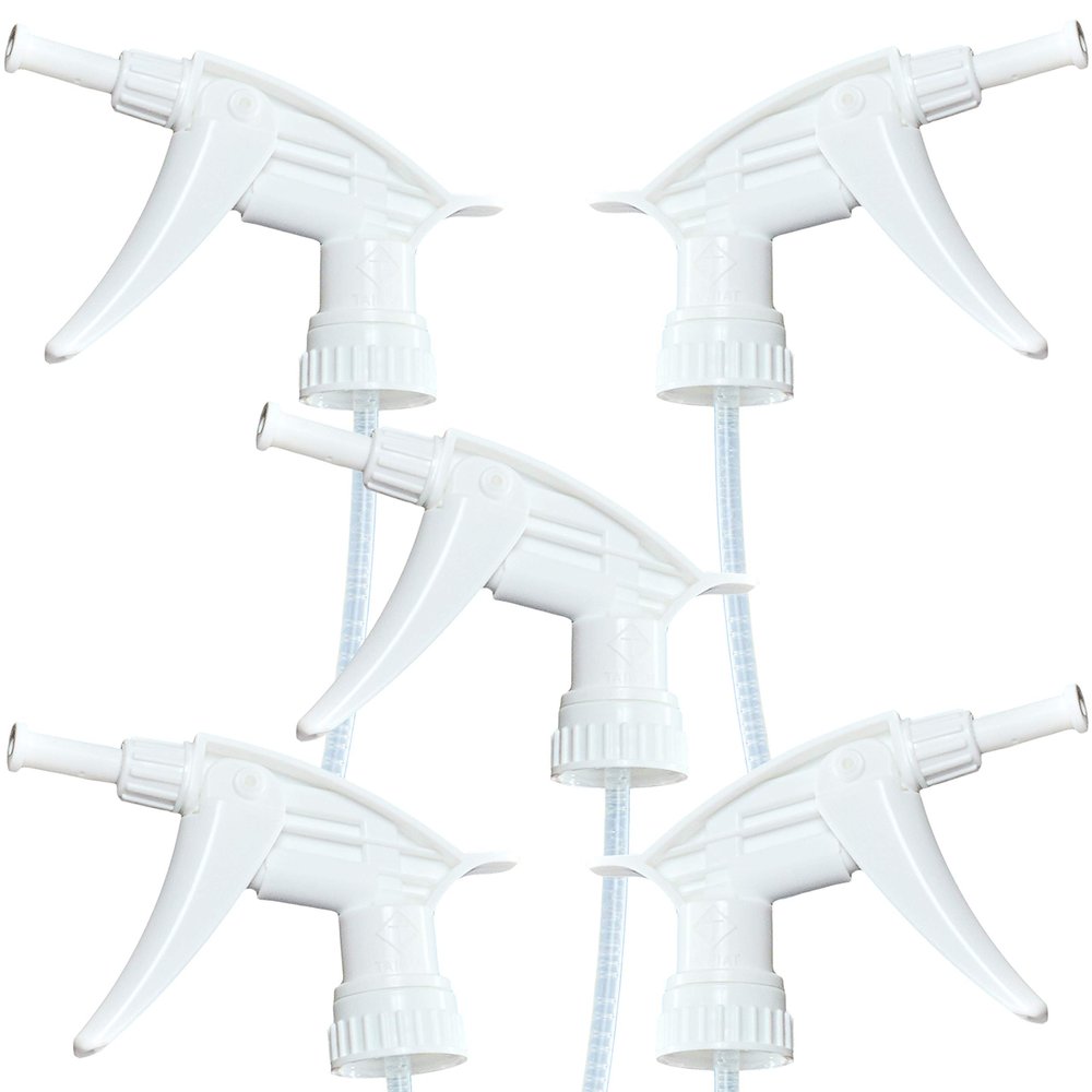 Dirt-Lifting Durable Foaming Spray Heads 5 Pk. Best Heavy Duty Nozzle Replacements for Large 32 Oz Plastic or Glass Bottles. Perfect Foam Nozzles for House and Bathroom Cleaning or Auto Detailing.