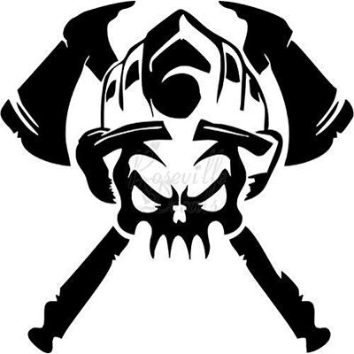 Roseville Decals Firefighter Axes Death Skull Fireman Vinyl Decal Sticker for Home Office Decor Vehicle Window Sign Size- [6 inch] / [15 cm] Wide Color- Matte White