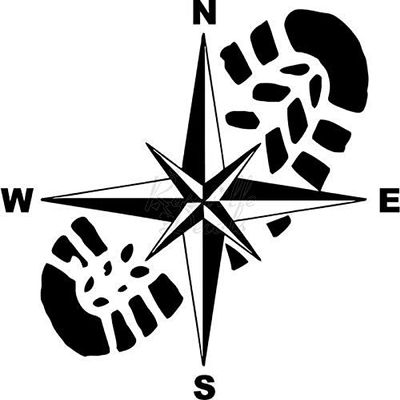 Roseville Decals Rose Compass NSWE Hiking Vinyl Decal Sticker for Home Office Decor Vehicle Window Sign Size- [8 inch] / [20 cm] Wide Color- Matte White