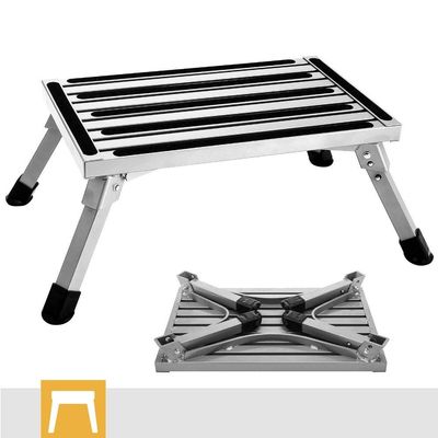 Folding RV Step Stool Aluminum Ladder Anti-Skid Platform Portable Camping Seat