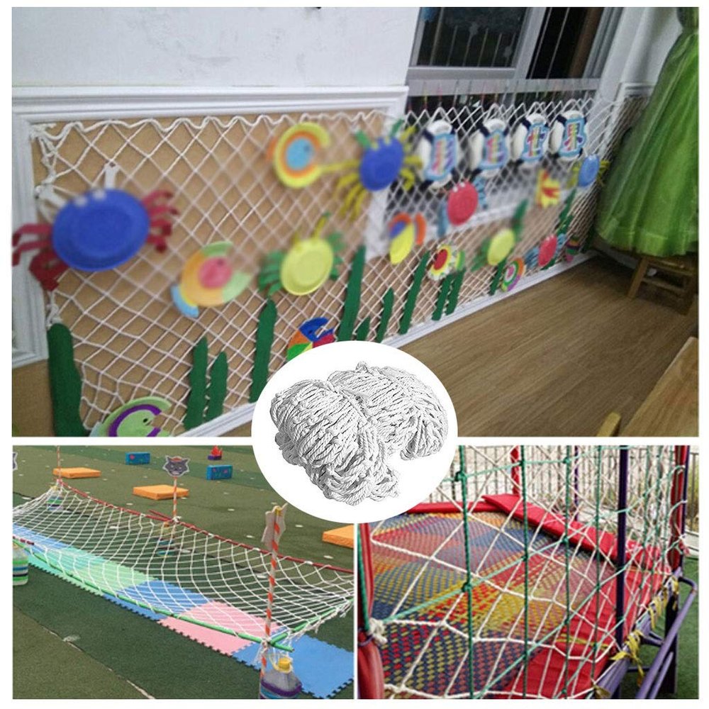 Safety Net, Indoor Woven Rope Net Decoration White Kids Protective Net Heavy Duty Anti-Falling Net Rail Balcony Cargo Trailer Cat Net Banister Playground (Size : 3 * 8m(10ft*26ft))