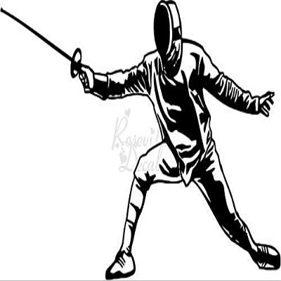 Roseville Decals Fencing Sports Fencer Vinyl Decal Sticker for Home Office Decor Vehicle Window Sign Size- [15 inch] / [38 cm] Wide Color- Matte Black
