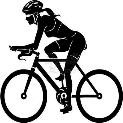 Roseville Decals Women Cycling Bicycling Vinyl Decal Sticker for Home Office Decor Vehicle Window Sign Size- [20 inch] / [50 cm] Wide Color- Matte White