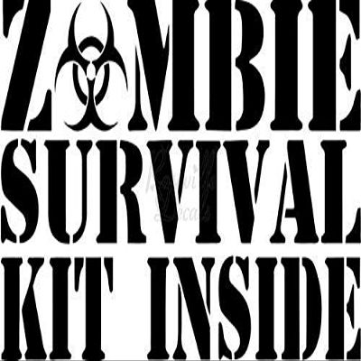 Roseville Decals Zombie Survival Kit Inside Biohazard Vinyl Decal Sticker for Home Office Decor Vehicle Window Sign Size- [15 inch] / [38 cm] Wide Color- Matte Black