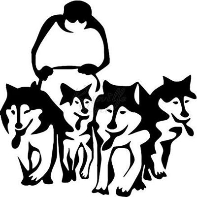 Roseville Decals Dogs Sled Racing Snow Vinyl Decal Sticker for Home Office Decor Vehicle Window Sign Size- [15 inch] / [38 cm] Tall and Color- Gloss White