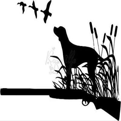 Roseville Decals Duck Hunter Hunting Dog Bird Shotgun Vinyl Decal Sticker for Home Office Decor Vehicle Window Sign Size- [20 inch] / [50 cm] Wide Color- Matte Black