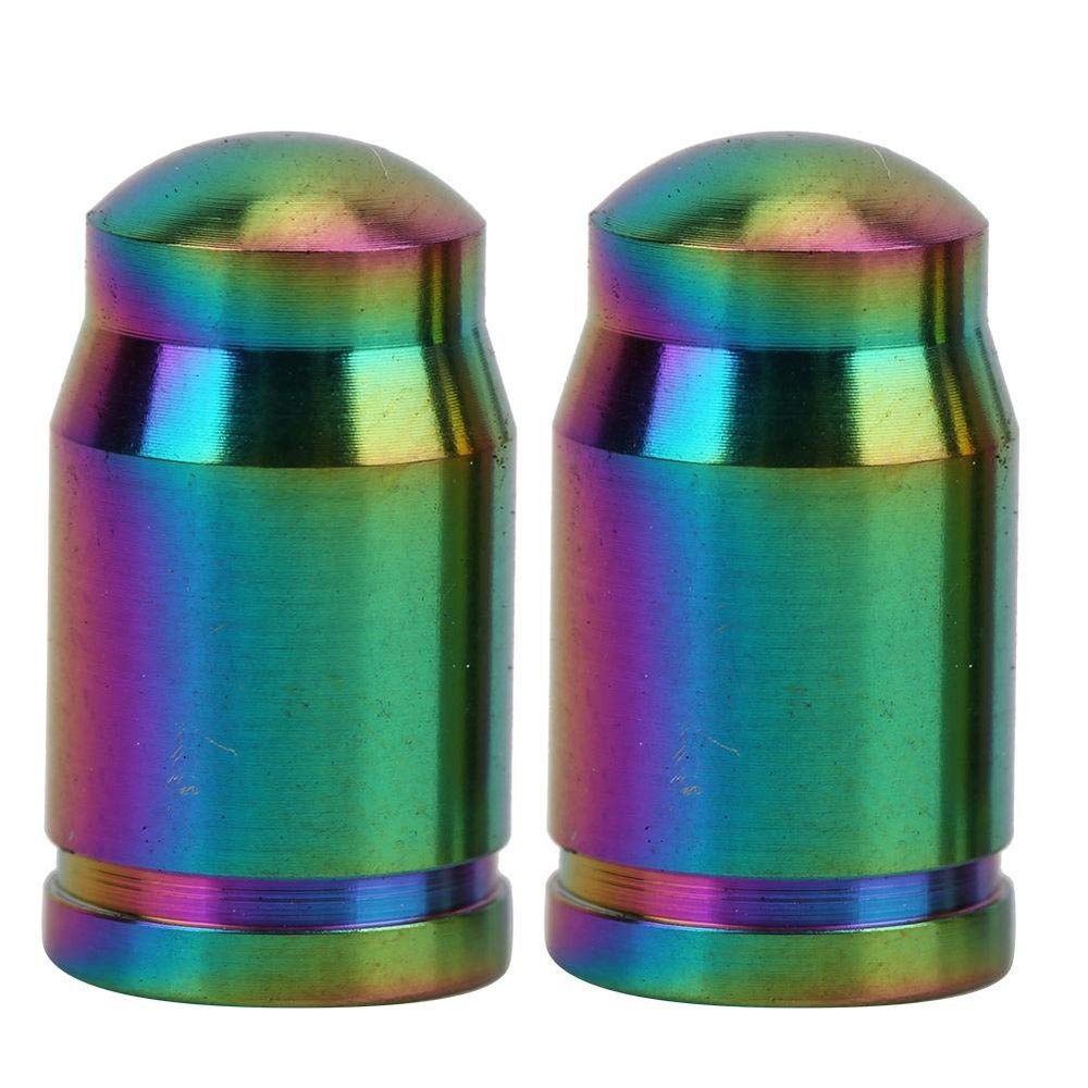 Valve Covers, 2Pcs Alloy Valve Covers Tyre Valve Dust Cover for Road (America Valve-Colorful) and Spare Parts